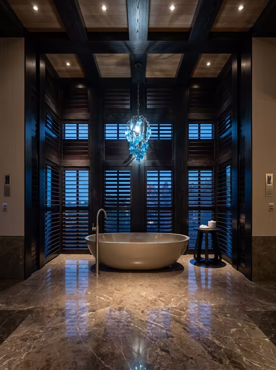 Fotografía inmobiliaria de un baño de diseño exclusivo en Barcelona.