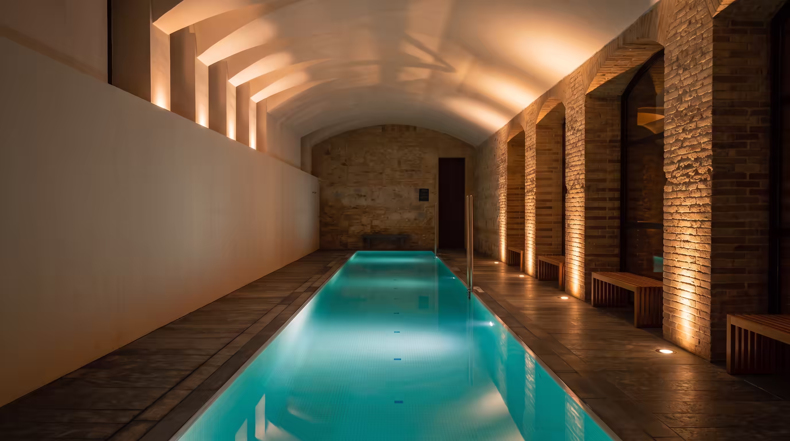 Fotografía arquitectónica de la piscina interior